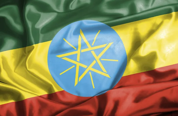 Wapperende vlag van Ethiopië — Stockfoto