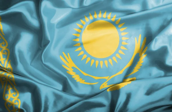 Kazakhstan waving flag — Stok fotoğraf