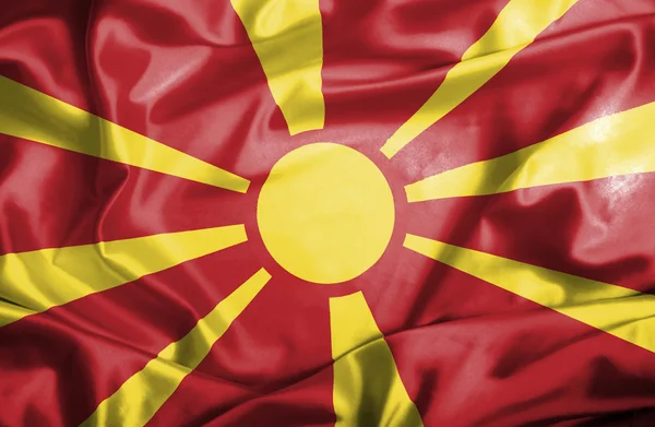 Macedónia integetett zászló — Stock Fotó