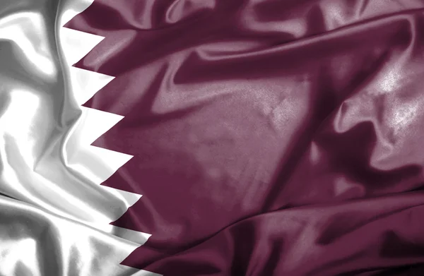 카타르 흔들며 깃발 — 스톡 사진