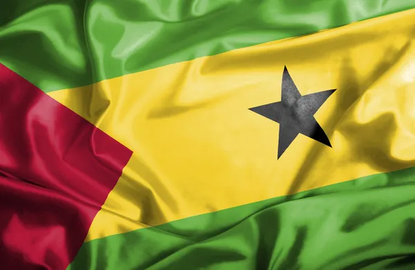 Sao Tomé e Principe sventolano bandiera — Foto Stock