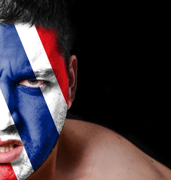 Portrait of angry man with painted flag of Thailand — Stock Photo, Image