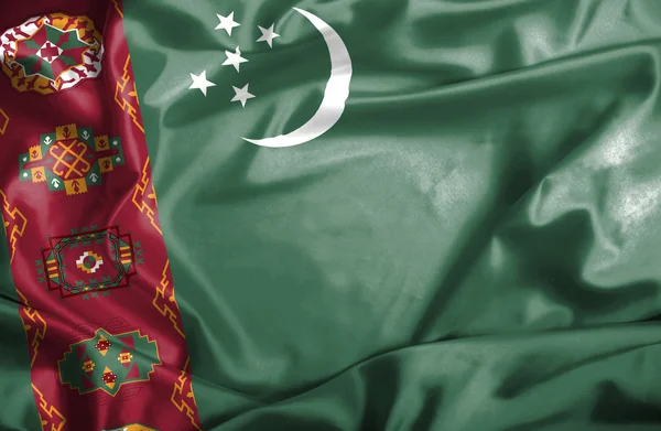 Turkmenistan sventola bandiera — Foto Stock