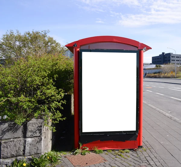 Blank billboard at city bus station — Stock Photo, Image