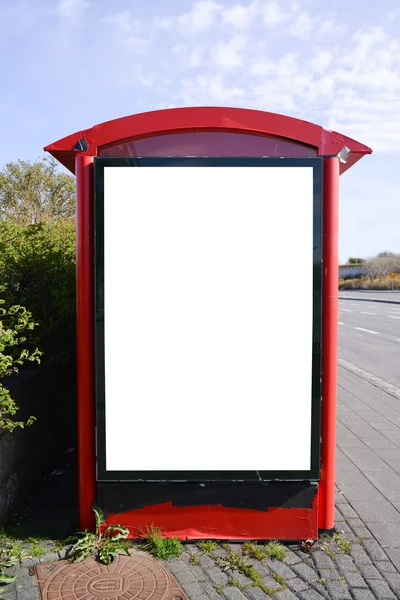 Blank billboard at city bus station — Stock Photo, Image