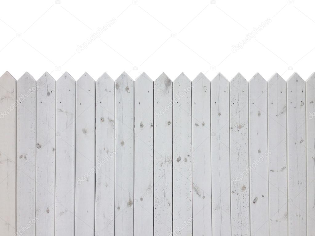 White wooden fence isolated on white background with copy space