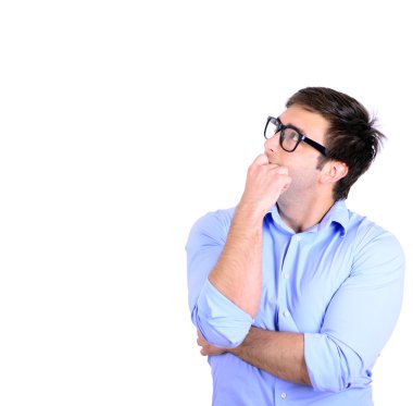  izole üzerinde beyaz görünümlü yakışıklı genç portresi