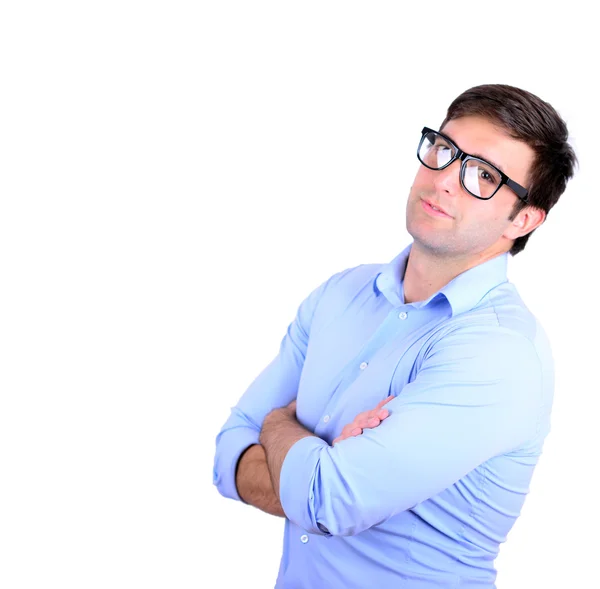 Retrato de joven hombre de negocios guapo sobre fondo blanco —  Fotos de Stock