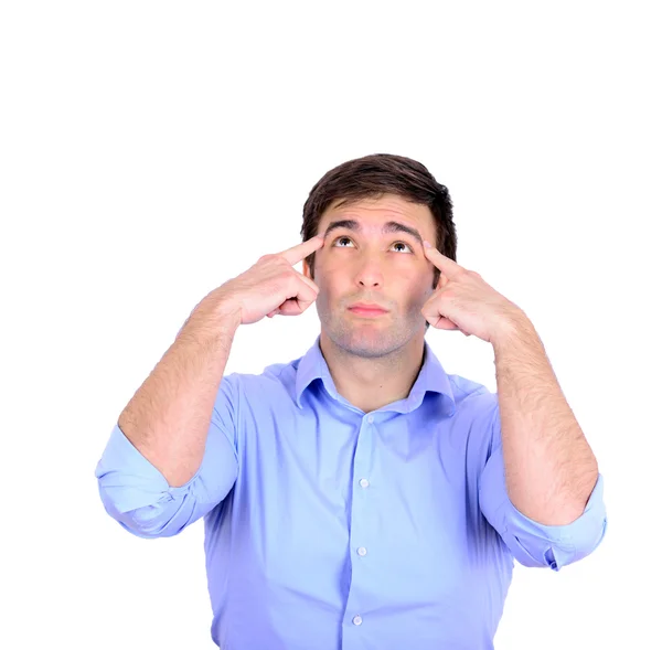 Portrait of young thoughtful businessman isolated on white — Stock Photo, Image