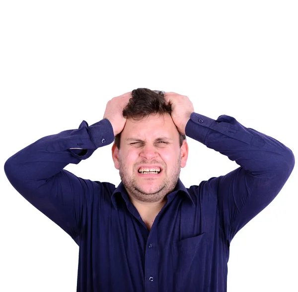 Portrait of angry young man looking straight forward and shoutin — Stock Photo, Image