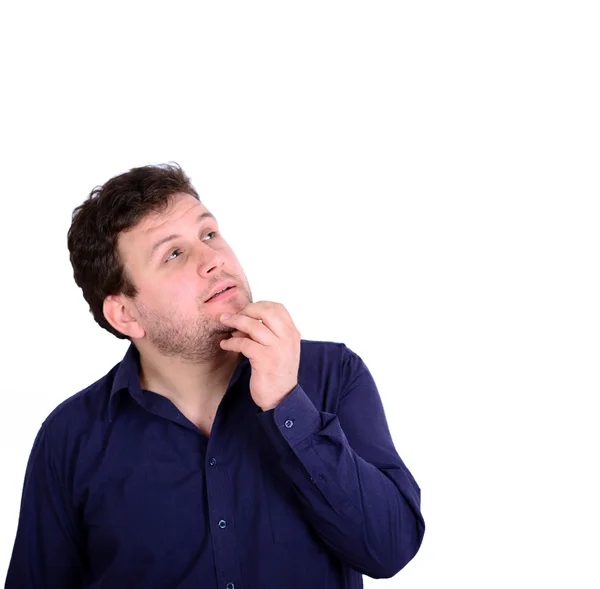 Retrato de joven empresario reflexivo aislado en blanco —  Fotos de Stock