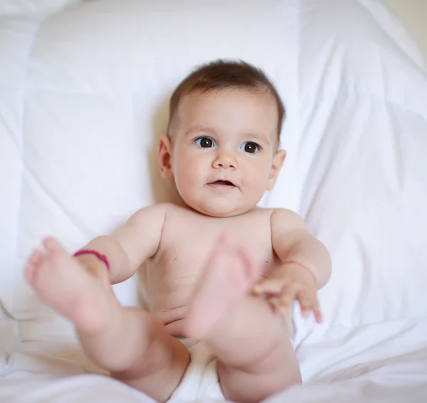 Belle Fille Bebe Regardant La Camera Expression Amusant Stock Photo
