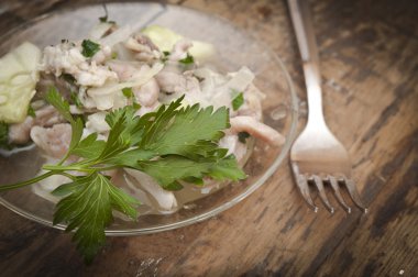 cam levha yakın çekim taze ve hafif salata