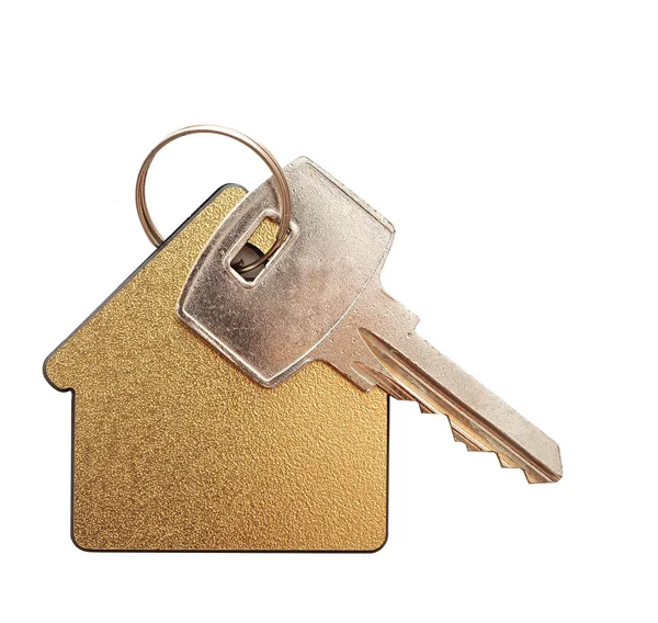 House shaped keychain isolated on white background — Stock Photo, Image