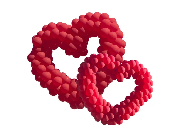 Due palloncini a forma di cuore isolati su sfondo bianco, il symb — Foto Stock