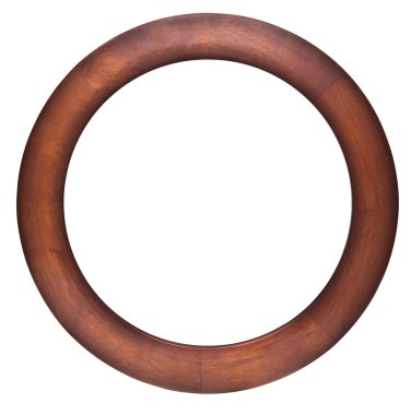 Whit üzerinde izole yuvarlak ahşap çerçeve