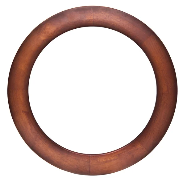 Кругла дерев'яна рамка ізольована на білому — стокове фото