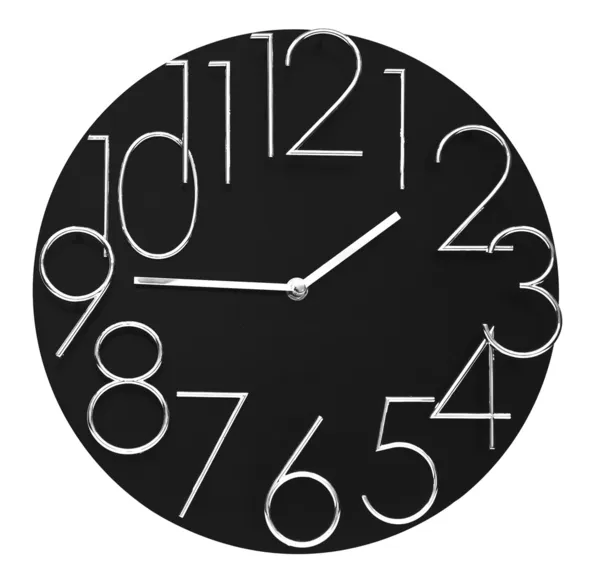 Conceito de tempo com relógio ou relógio na parede branca — Fotografia de Stock