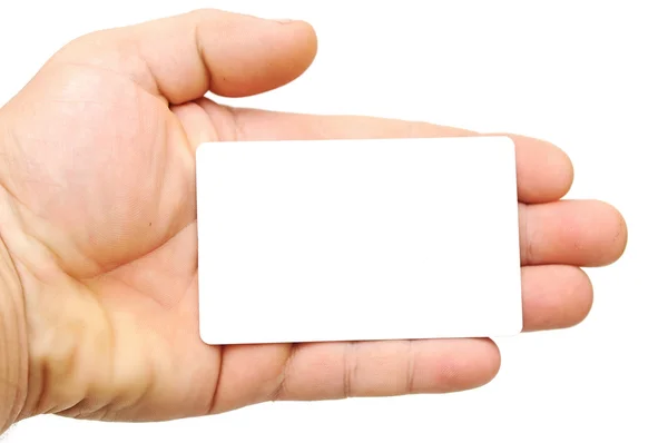 空白のカードを持っている手します。 — ストック写真
