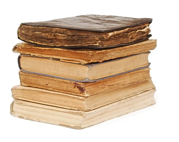 Stack of old books isolated on white — Stock Photo, Image