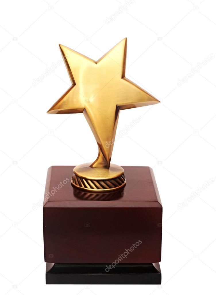 golden star award on the white background