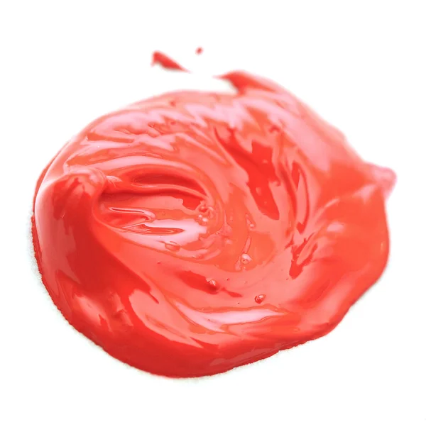 Beyaz zemin üzerine kırmızı boya blob — Stok fotoğraf