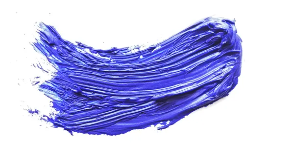 Niebieski pociągnięcie pędzla farby izolowane na białym — Zdjęcie stockowe