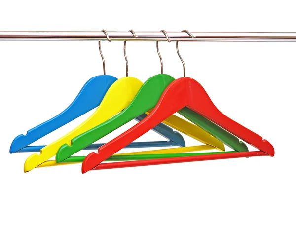 Färgglada kappor hängare isolerad på vit — Stockfoto