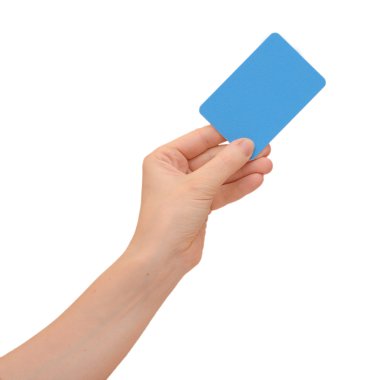 Kadının eli boş, beyaz üzerine izole edilmiş.