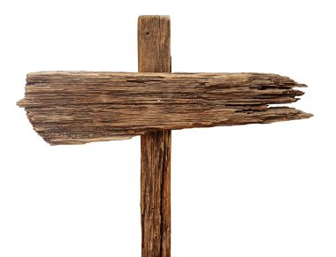 Beyaz bir arka plan üzerinde izole eski tabela