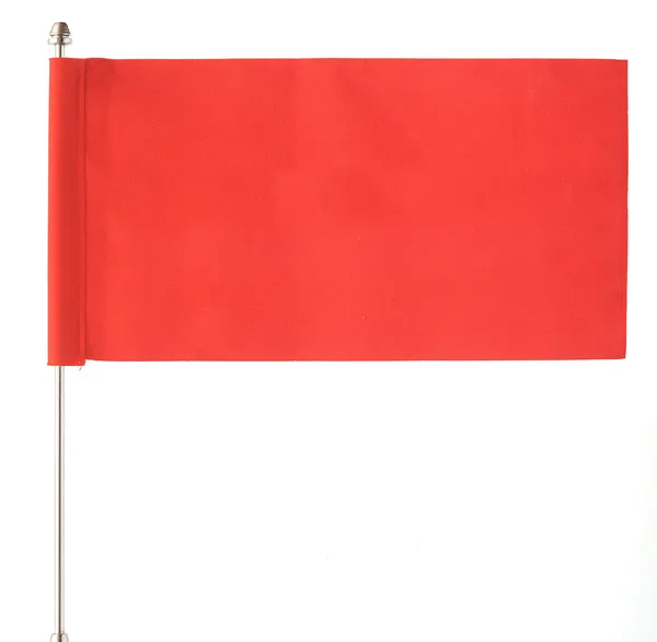 Röd flagga vajande på vinden. isolerade över vita. sätta din egen t — Stockfoto