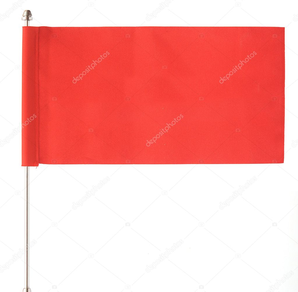 red flag waving on the wind. Isolated over white. Put your own t