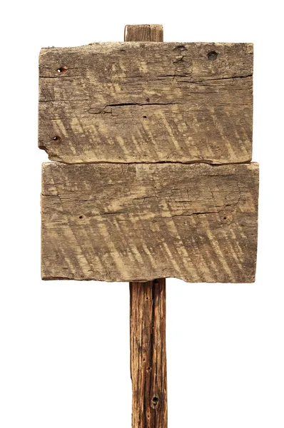 Wooden sign isolated on white. Wood old planks sign. — Stock Photo