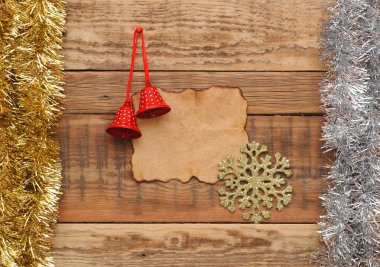 Noel dekorasyon ahşap duvar hakkında boş eski kağıt