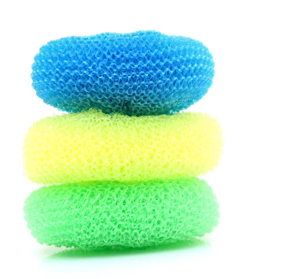 Kitchen sponges for ware washing on white — Stock Photo, Image