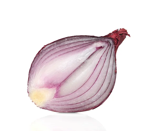 Cut red onion isolated on white background — Stock Photo, Image