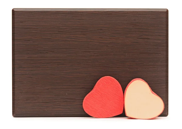 Dos corazones rojos en madera con espacio para copiar —  Fotos de Stock