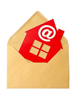 E-Mail and Home Symbol, concept of online Real Estate