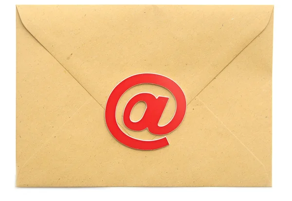 Mail met e-mail symbool op witte achtergrond — Stockfoto