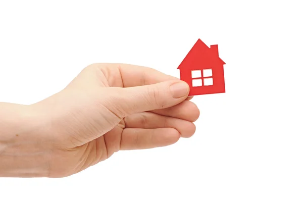 House icon in women's hand — Stock Photo, Image