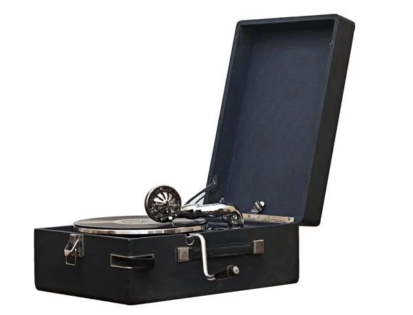 En gammal dammig gramophone spelar en vinylskiva — Stockfoto