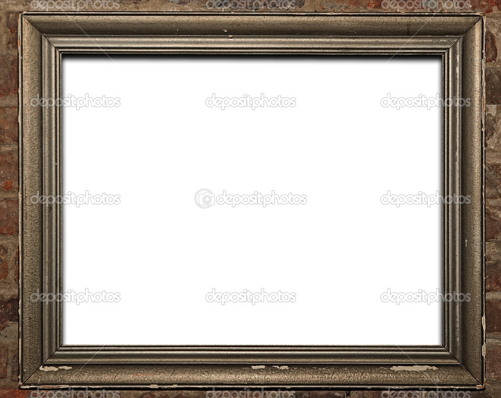 vintage portrait frame on cracked brick background