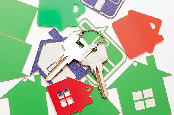 Key and a home sign, Real Estate Concept — Stock Photo, Image