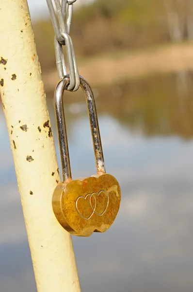 Lock with hearts. Symbol of love. — Stock Photo, Image