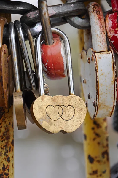 Padlock shape hearts. Symbol of love. — Stock Photo, Image