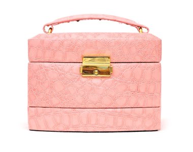 pembe deri kozmetik veya mücevher kutusunu