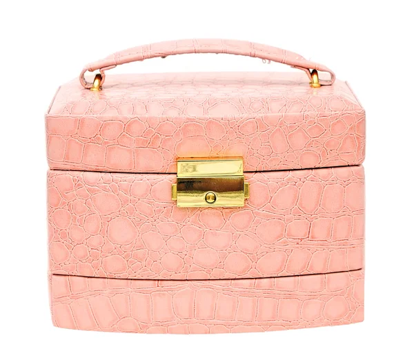 Krásná růžová kožená kosmetická taška — Stock fotografie