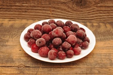 Olgun dondurulmuş tatlı kiraz yakın çekim.