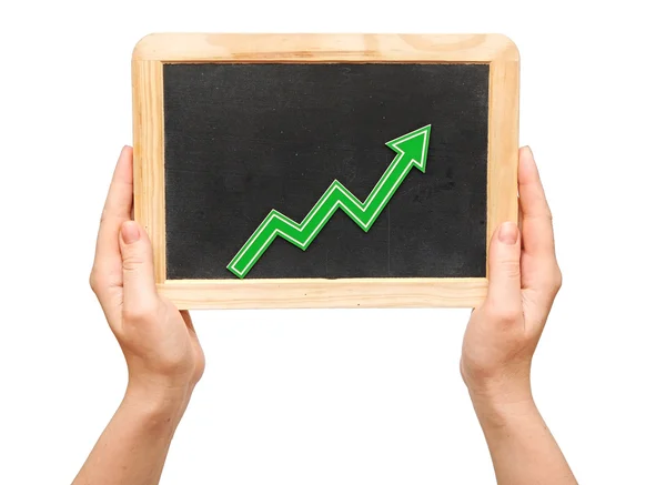 Bar graph of growth in hand — Stock Photo, Image