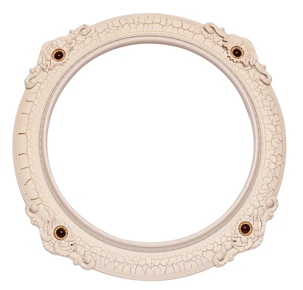 Round ornamented old picture frame isolated on white — Stock Photo, Image